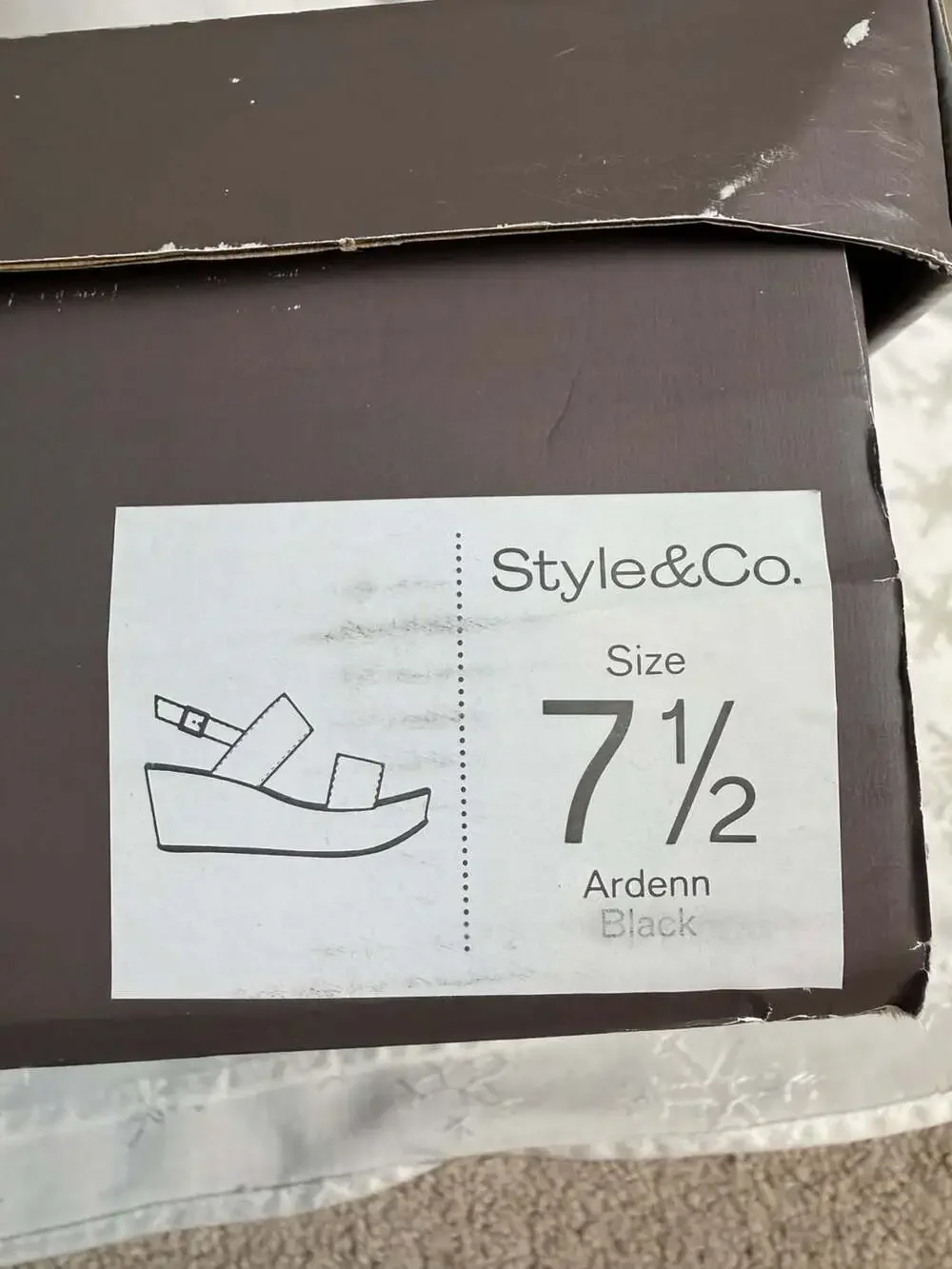 Style & Co Ardenn Black Platform Wedge Sandals Double Strap Y2K Womens 7.5